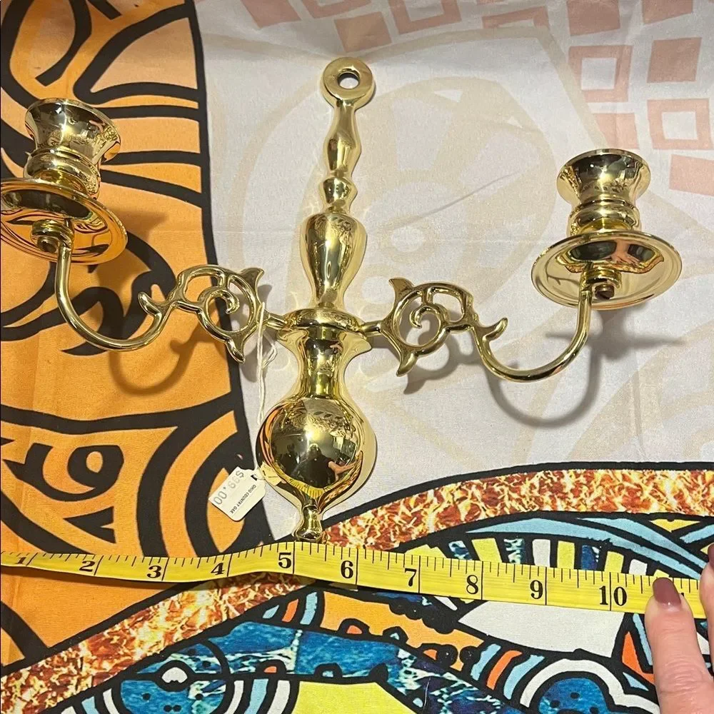 Vintage Brass Double Candle Sconce - Picture 8 of 9